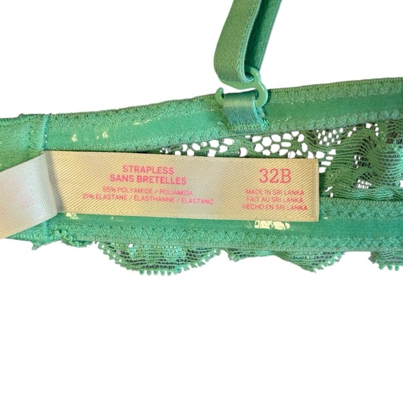 PINK Victoria’s Secret Strapless Convertible Sans Bretelles Green Size 32B #2033 - Picture 5 of 5